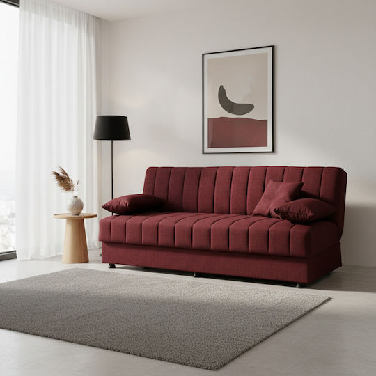 Andri Canapea Cu Trei Locuri Pat Cu Spațiu De Depozitare Burgundy 180x72x77cm