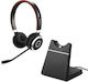 Jabra Evolve 65 SE Stereo UC w/Charging Stand Drahtlos Auf dem Ohr Multimedia-Headsets mit Mikrofon und Verbindung Bluetooth in Schwarz Farbe