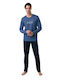 Vamp Men's Winter Cotton Pajamas Set Blue