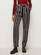 Fiorel Women's Fabric Trousers Straight Line Striped Blue