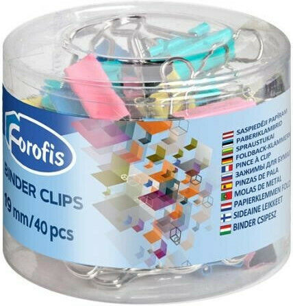 Forpus Metallic Clips 19mm Multicolour 40pcs