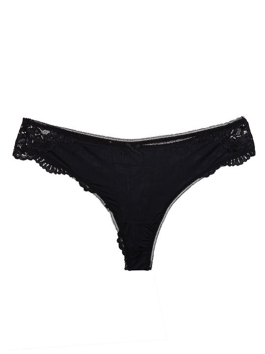 String underwear with lace Black