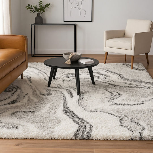 Saray Home Moroccan Abstract Χαλί Ορθογώνιο Shaggy Ιβουάρ / Γκρι 160x230cm