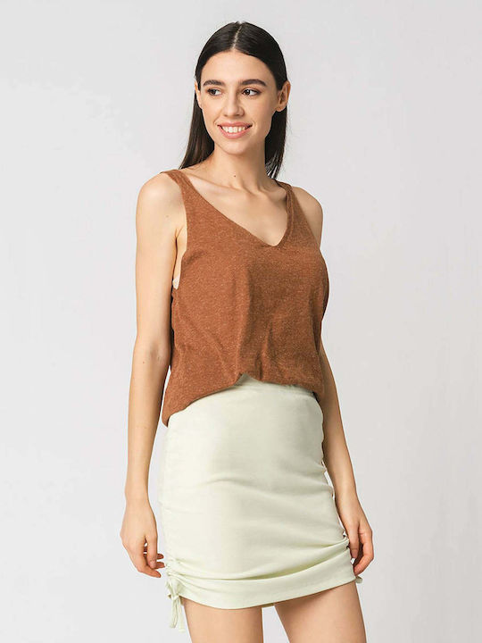 Only Women's Summer Blouse Sleeveless Brown