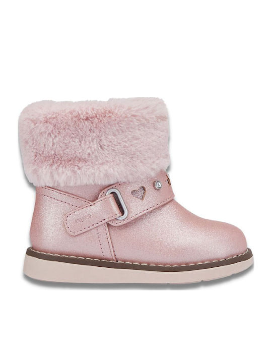 Anatomisch Lederne Kinderstiefeletten mit Reißverschluss Rosa