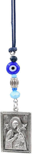 Bode Car Charm Car Interior Decoration - Panagia - Saint Christopher Silver in Blue Color 02925