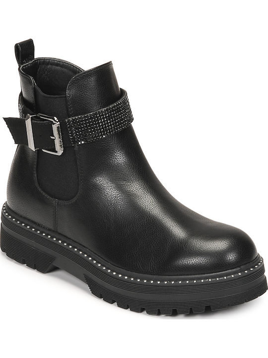 Ennis Leather Kids Boots with Zipper Black