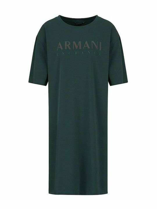 Armani Exchange Midi Καλοκαιρινό All Day Φόρεμα Βαμβακερό Πράσινο