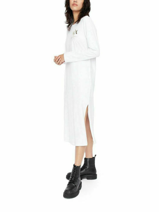 Armani Exchange Midi All Day Φόρεμα Βαμβακερό Λευκό