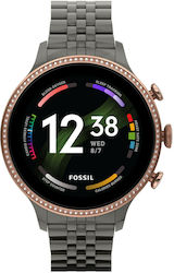 Fossil Gen 6 Stainless Steel 42mm Smartwatch με Παλμογράφο (Gunmetal)