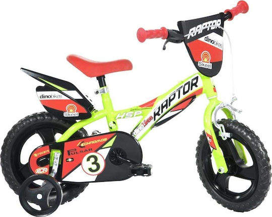 Dino Bikes Raptor 12" Παιδικό Ποδήλατo BMX Κίτρινο-Κόκκινο