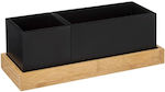 Hölzern Schreibtisch-Organizer in Schwarz Farbe 10.4x10.9x29cm.