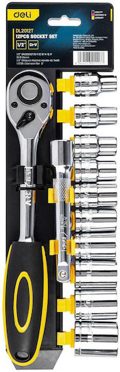 Deli Ratschen- & Steckschlüssel-Sets 1\2" 12Stück