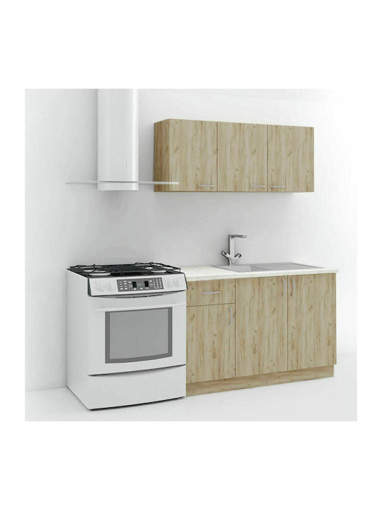 Set de cabinete de bucătărie suspendate și de podea Σπiθa cu Blat de Lucru 130x60x85cm Γκρι Δρυς / Marble