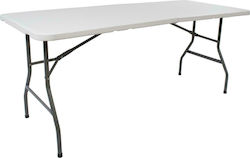 Catering Outdoor Foldable Table with Plastic Surface and Metal Frame White 180x74x74.5cm