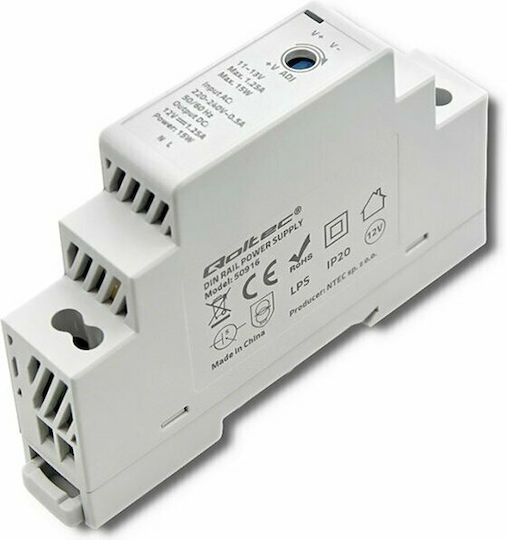 Qoltec DIN-Schienen-Netzteil mit Ausgang 12V und Leistung 15W 1.25A