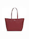 Lacoste L.12.12 Concept Zip Γυναικεία Τσάντα Shopper Ώμου Μπορντό
