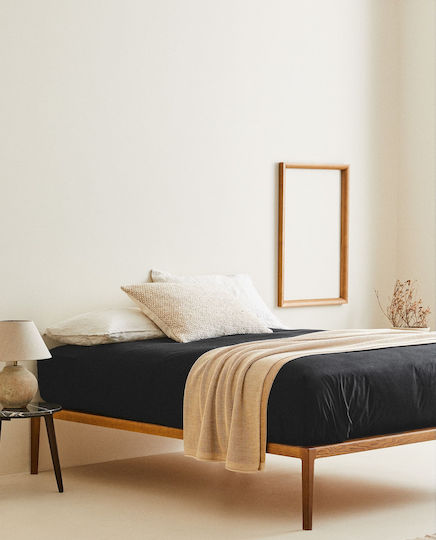 My Home Luxury Monochrome Σετ Σεντόνια King Size με Λάστιχο 180x200+25εκ. Μαύρο (4τμχ)