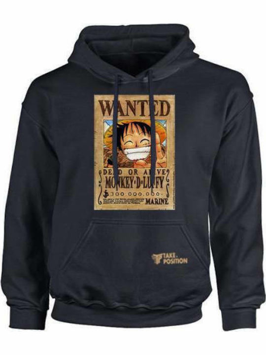Fleece Παιδικό Φούτερ με Κουκούλα και Τσέπες Μαύρο