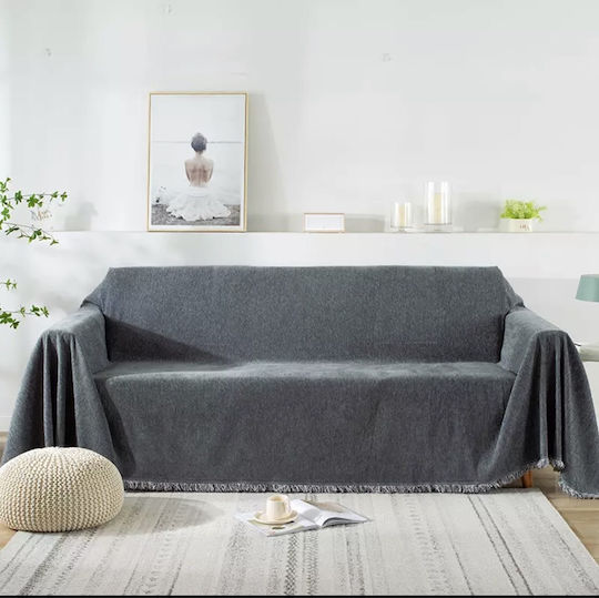 My Home Luxury Ριχτάρι Πολυθρόνας Ζακάρ 180x180εκ. Γκρί RG180