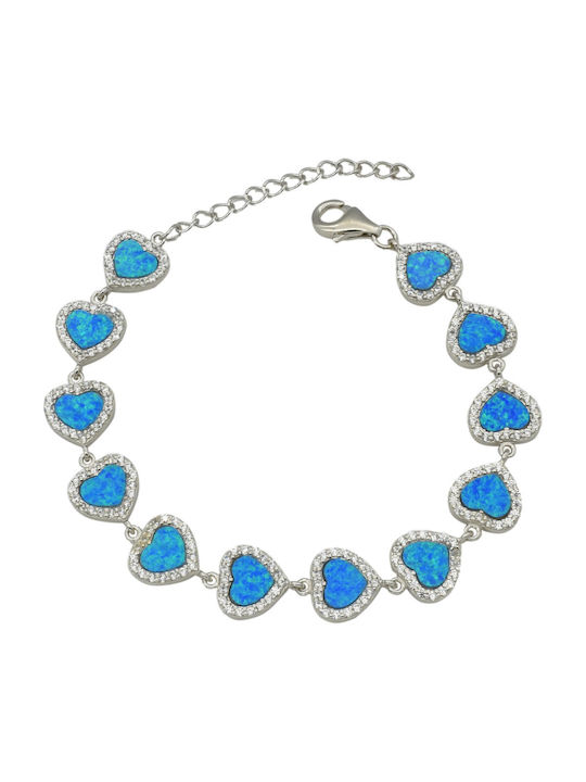 Opal Hearts Bracelet Silver 925