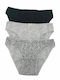 IDER Baumwolle Damen Slip 3Pack Black/Animal/Grey Melange