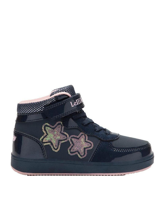 Kids Sneakers High with Scratch Navy Blue