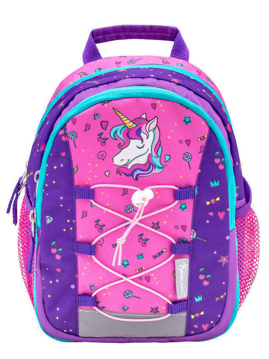 Belmil Little Unicorn Mini Kiddy School Bag Backpack Kindergarten Multicolour with Water Bottle Holder 6.5Liters