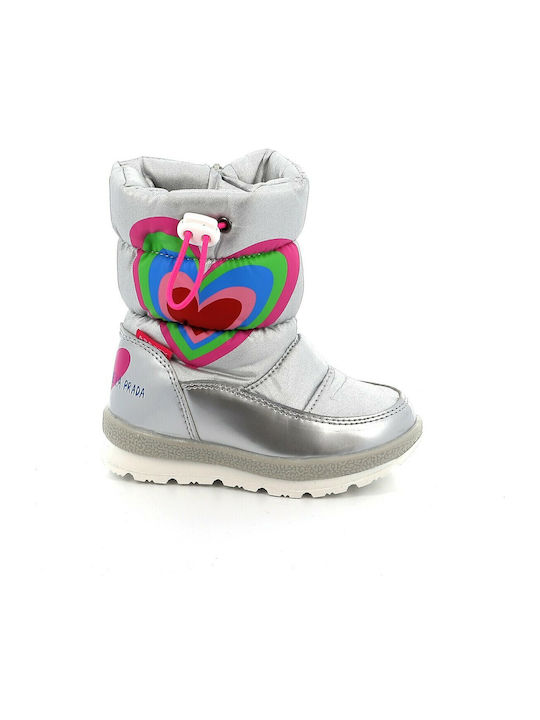 Anatomical Kids Snow Boots with Zipper Silver