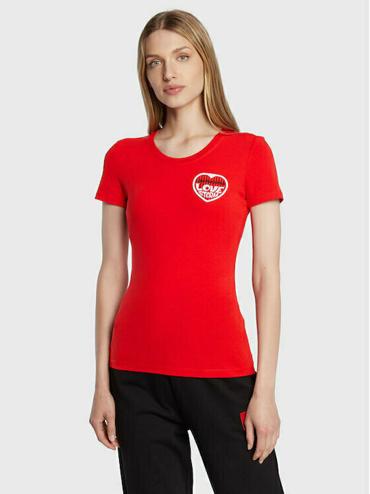 Moschino Γυναικείο T-shirt Κόκκινο με Στάμπα