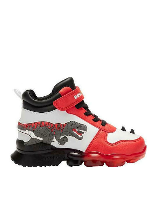 Kids Sneakers High with Scratch & Lights Red