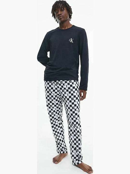Calvin Klein Χειμερινή Καρό Ανδρική Πιτζάμα Βαμβακερή Μαύρη