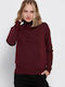 Funky Buddha Damen Langarm Pullover Baumwolle Rollkragen Dark Cherry