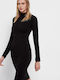 Funky Buddha Midi Dress Turtleneck Black