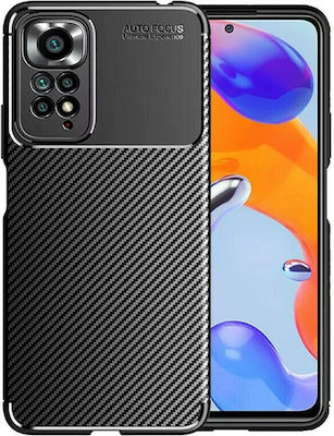 Ancus AutoFocus Carbon Fiber Back Cover Σιλικόνης Μαύρο (Redmi Note 11 Pro)