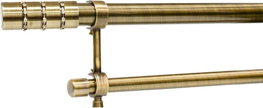 Mein Zuhause Luxus Ausziehbares Metallisches Vorhangstangen Doppel mit Stange Φ19mm 160-310cm Strass Gold D159-9