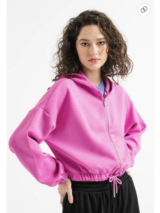 Only Short Women's Cardigan with Zipper Fuchsia