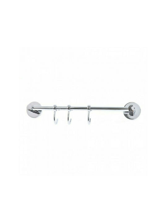 144548 Triple Wall-Mounted Bathroom Hook Inox Silver