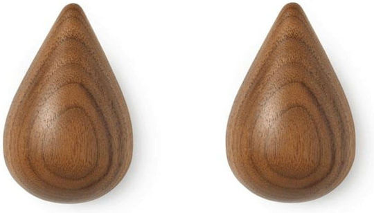 Normann Copenhagen Wall Hanger Dropit Wooden Brown 7.7x5x8cm 2 Pieces