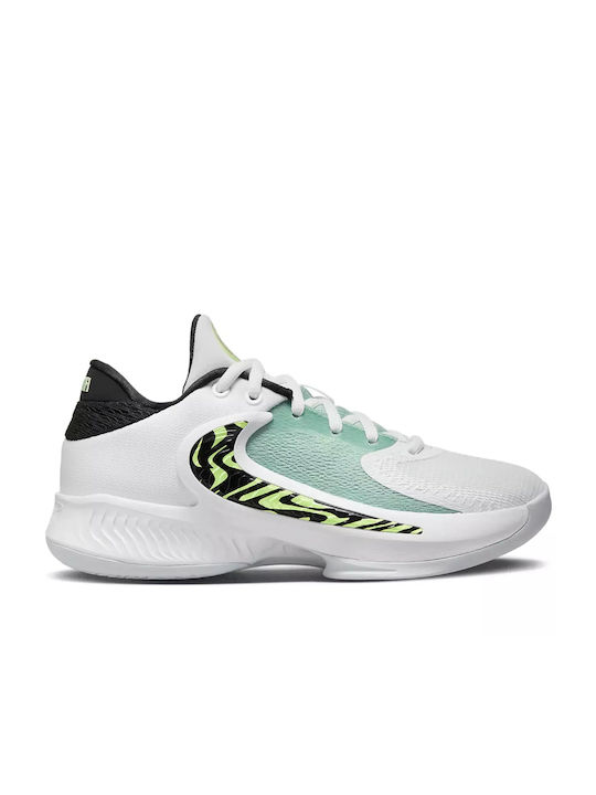 Nike Zoom Freak 4 Χαμηλά Μπασκετικά Παπούτσια White / Black / Barely Volt