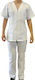 Fabrik 10035 Women's White Pants & Blouse Set Cotton and Polyester