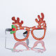 Christmas Glasses Red with Pattern Reindeer 14.5x11.5cm. 40pcs