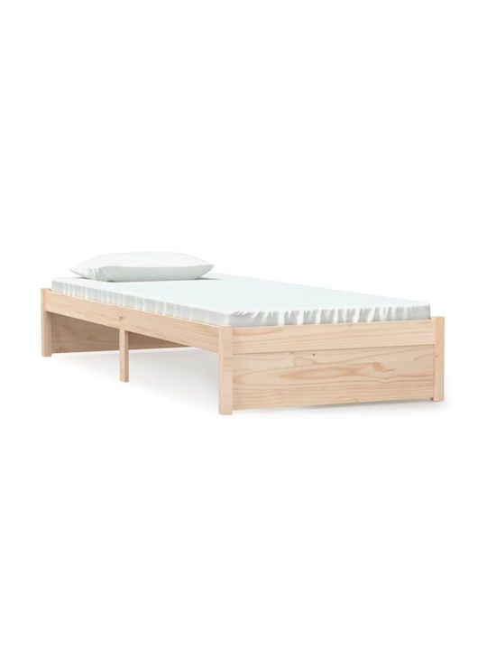 Κρεβάτι Μονό από Μασίφ Ξύλο Φυσικό με Τάβλες για Στρώμα 75x190cm