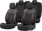 Otom Set Huse Auto 11buc Piele Comfortline Design Negru / Roșu