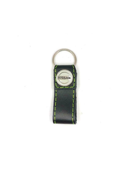 Leather key ring with enamel NISSAN black-light green 7640-k