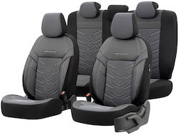 Otom Σετ Καλύμματα 11τμχ Δερματίνη Reflective Design Γκρι / Μαύρο RFL-2603