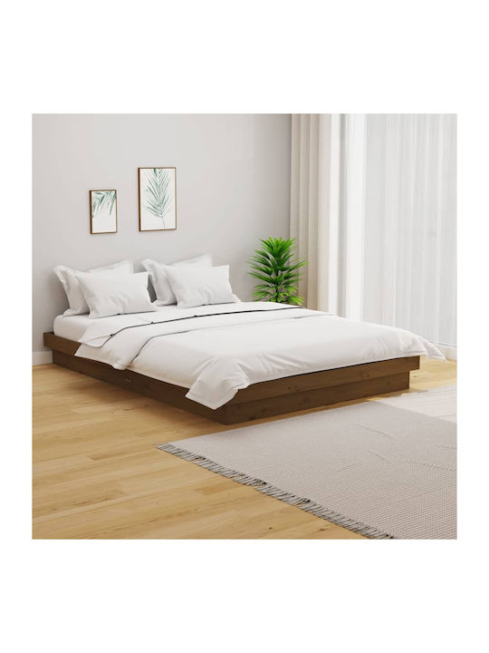 Hälfte Doppelbett aus Massivholz Braun mit Latt...