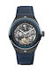 Ruscello Herrenuhr 44mm Automatisch mit Blau Lederarmband