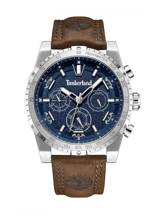 Timberland Sherbrook Ανδρικό Ρολόι 45mm Μπαταρίας με Καφέ Δερμάτινο Λουράκι