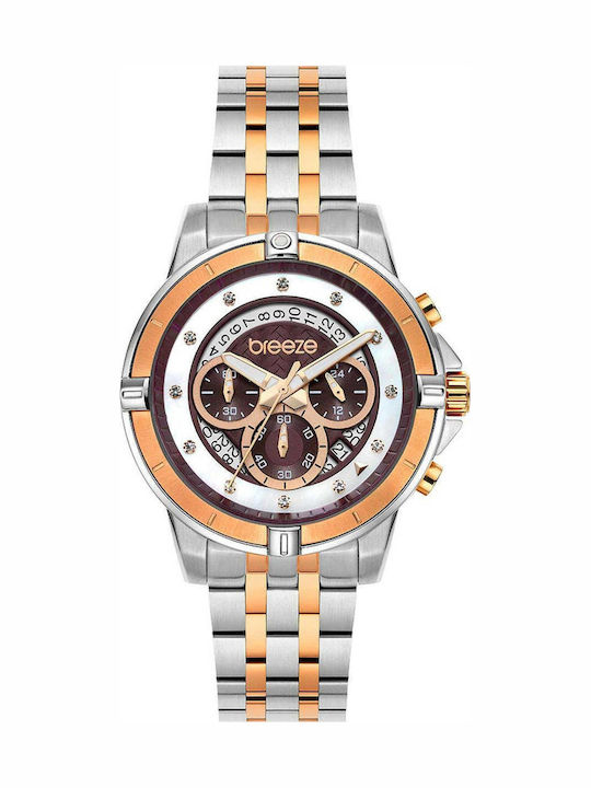 Breeze Divinia Women's Watch Chronograph with Silver Metal Bracelet